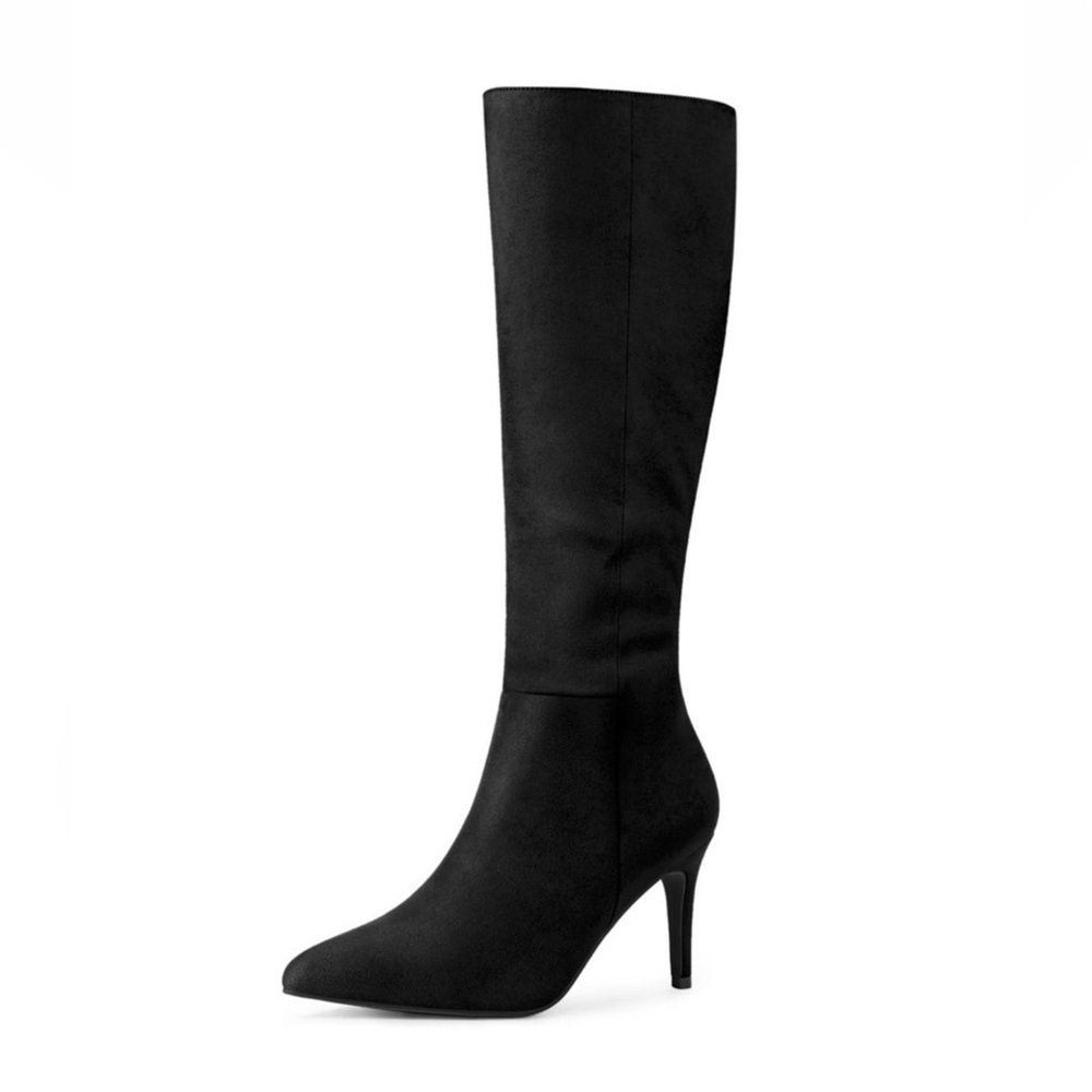 Allegra K Black Heeled Boots